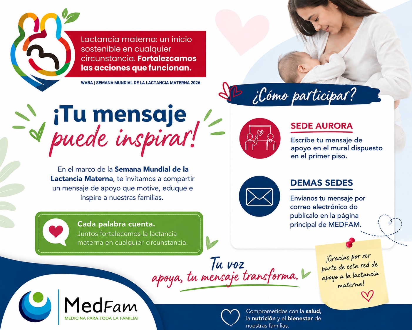 Invitación institucional a la Semana Mundial de la Lactancia Materna 2026